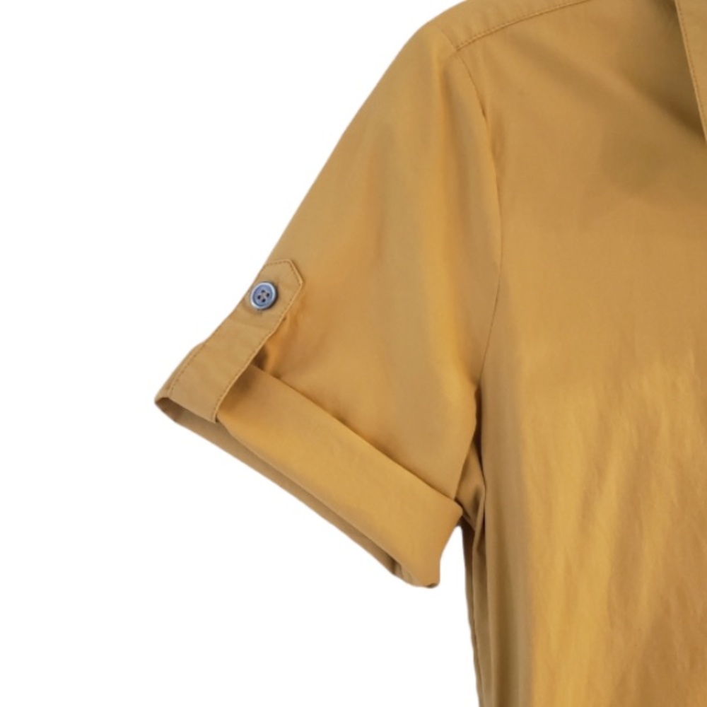Theory Mustard Yellow Poplin Button Up Shirt Dress size women's 2 - Picture 4 of 7